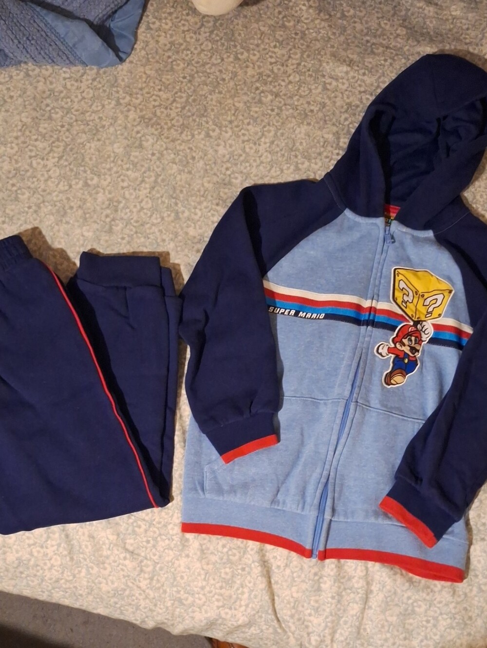 Super Mario Boys Navy & Light Blue Hoodie and Joggers Set